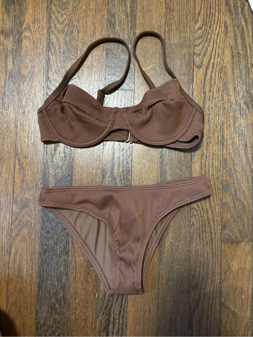Koana Swim Ribbed Brown Bikini set